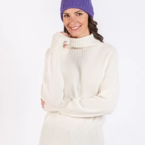Bonnet femme en laine mérinos violet